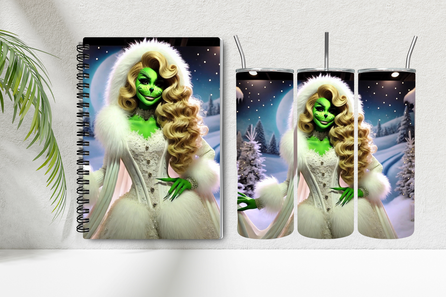 Lady Grinch Notebook and Tumbler Set