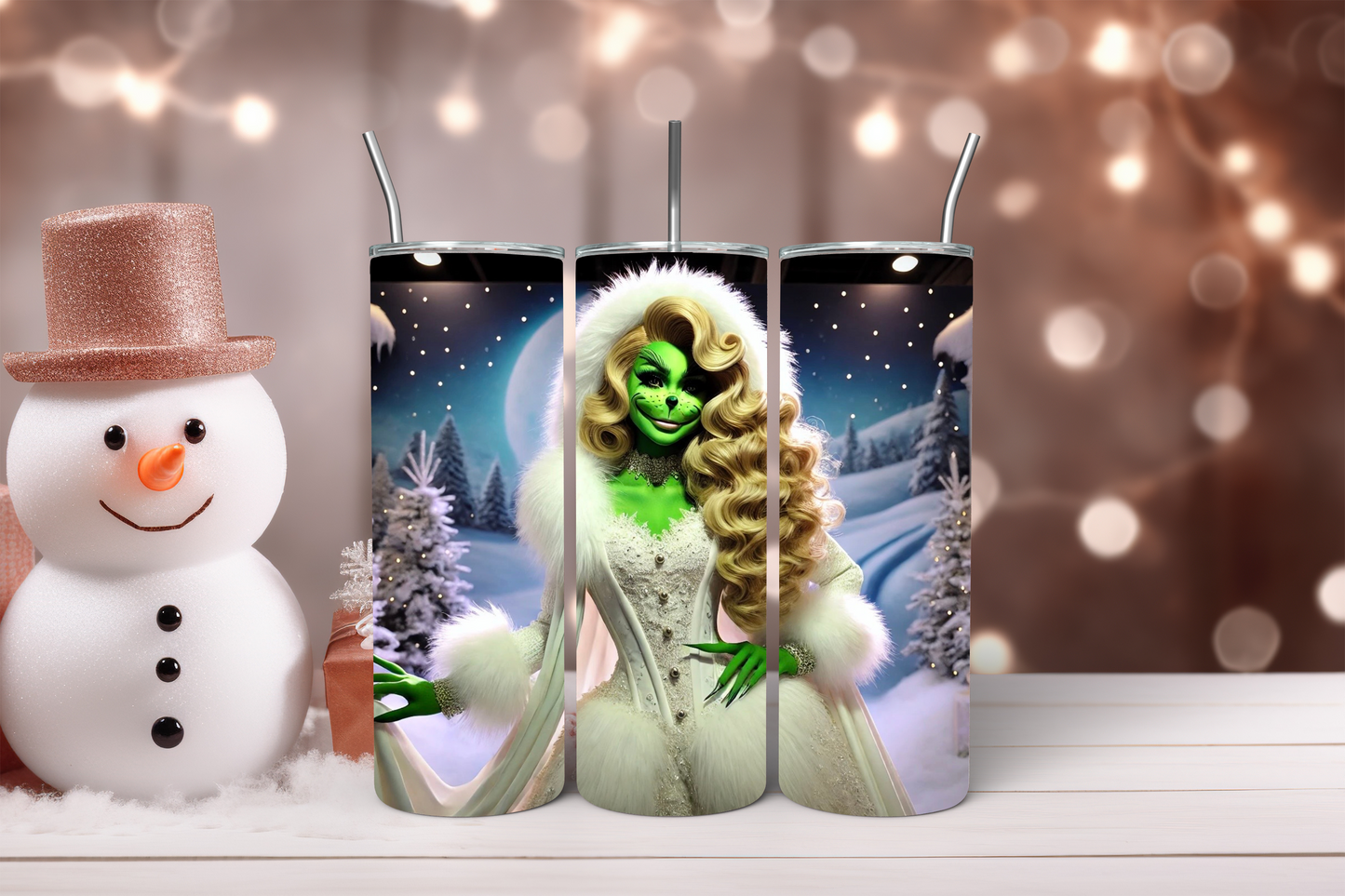 Vaso navideño de 20 oz con la imagen de la dama del Grinch