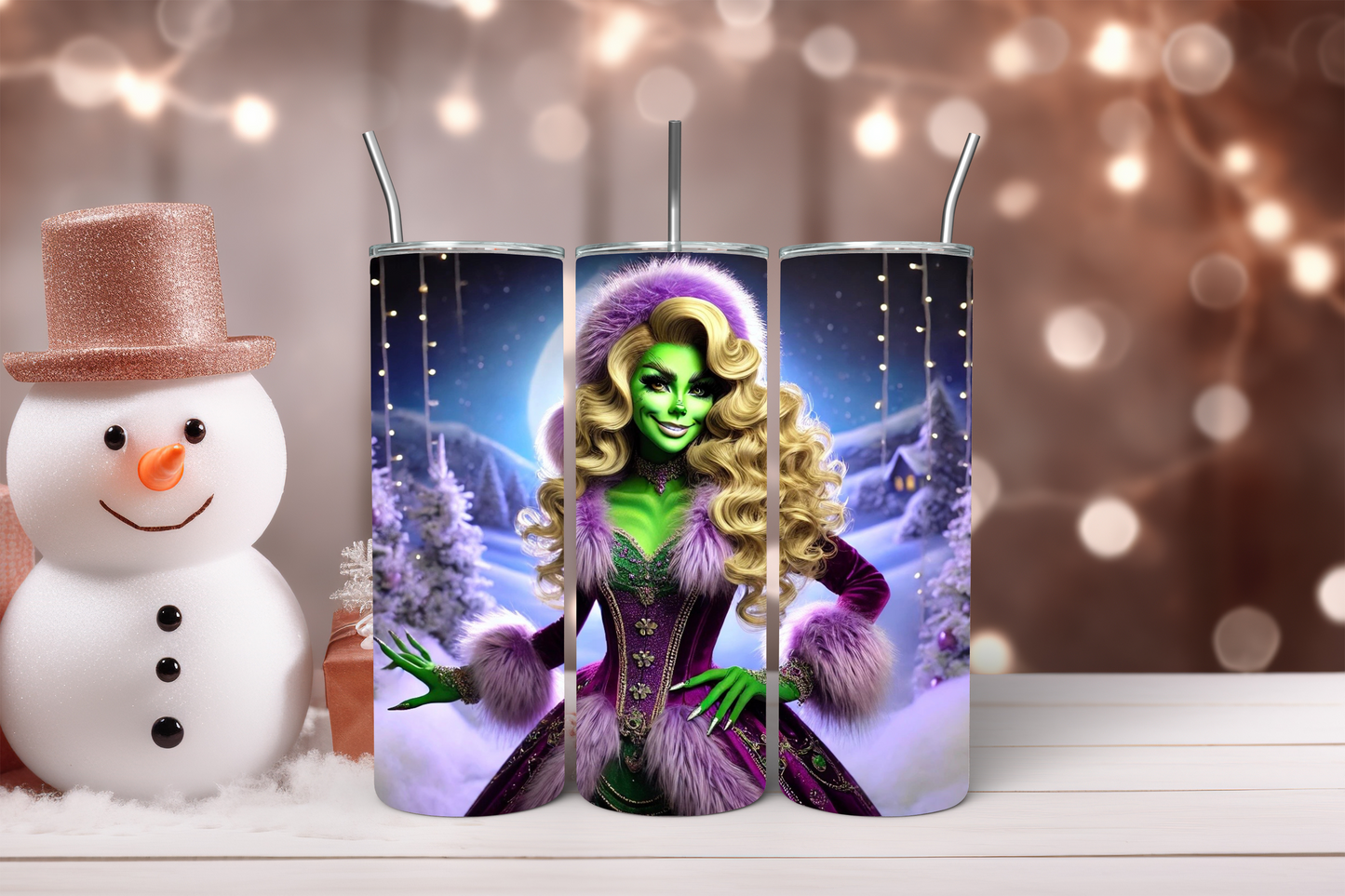 Vaso navideño de 20 oz con la imagen de la dama del Grinch